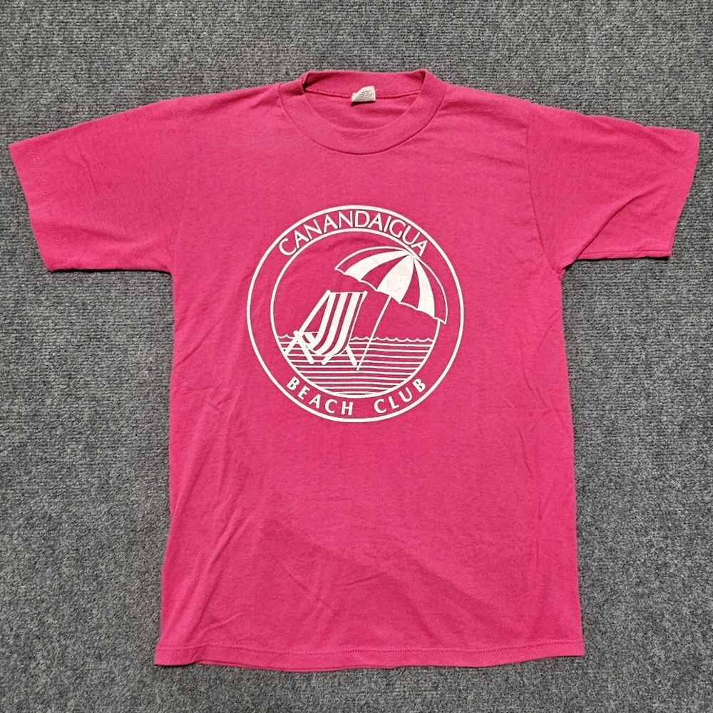 VTG 80s Canandaigua Lake Beach Club Finger Lakes NY T Shirt Single Stitch RARE